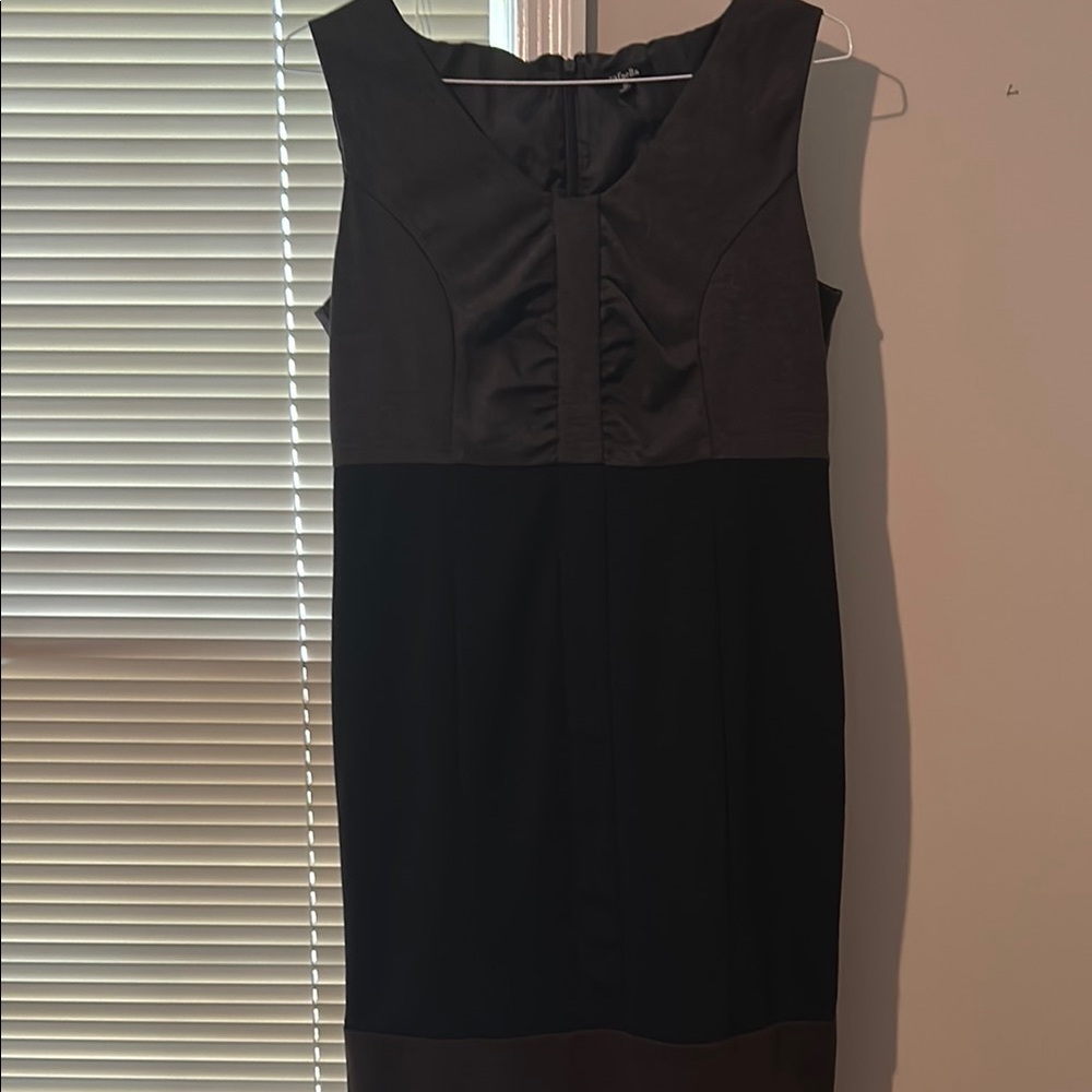 Rafaella Black Sheath Midi Dress Sleeveless Crew Neck